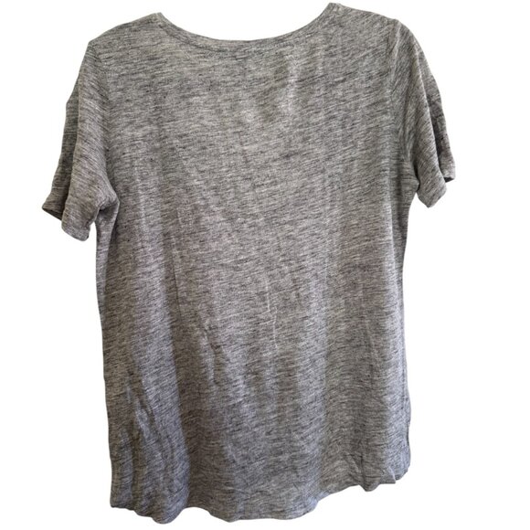 Banana Republic Gray 100% Linen V-Neck Short Sleeve Breathable T-Shirt - Medium - Picture 2 of 4